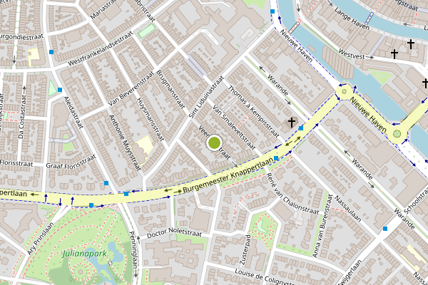 Ambulance-melding op Veenlantstraat, Schiedam op 20 juli, kaart-overzicht