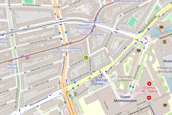 Ambulance-melding op Ochterveltstraat, Rotterdam op 20 juli, kaart-overzicht