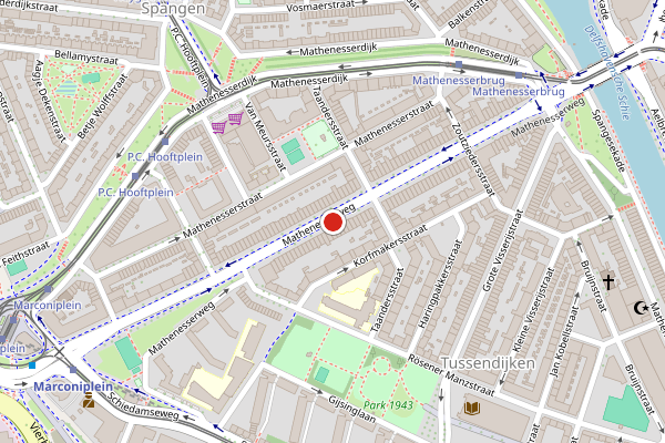 Brandweer-melding op Mathenesserweg, Rotterdam op 20 juli, kaart-overzicht