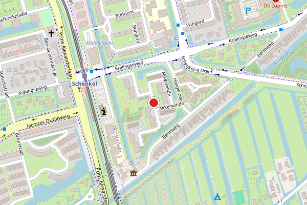 Brandweer-melding op Akkerwinde, Capelle aan den IJssel op 21 juli, kaart-overzicht