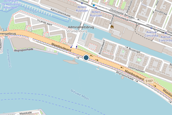 Ambulance + Politie samen ter plaatse op Maasboulevard, Rotterdam op 21 juli, kaart-overzicht nieuws-bericht