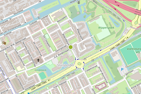 Ambulance-melding op Bilderdijklaan, Maassluis op 21 juli, kaart-overzicht