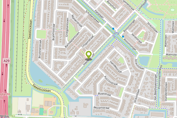 Ambulance-melding op Haydnsingel, Barendrecht op 23 april, kaart-overzicht