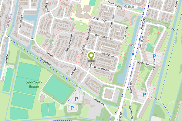 Ambulance-melding op Gouwestraat, Ridderkerk op 24 april, kaart-overzicht
