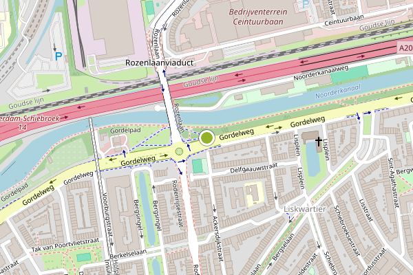 Ambulance-melding op Gordelpad, Rotterdam op 22 juli, kaart-overzicht