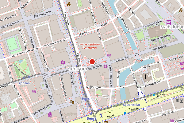 Brandweer-melding op Beursplein, Rotterdam op 22 juli, kaart-overzicht