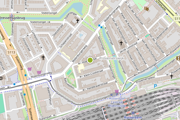 Ambulance-melding op Hoevestraat, Rotterdam op 22 juli, kaart-overzicht