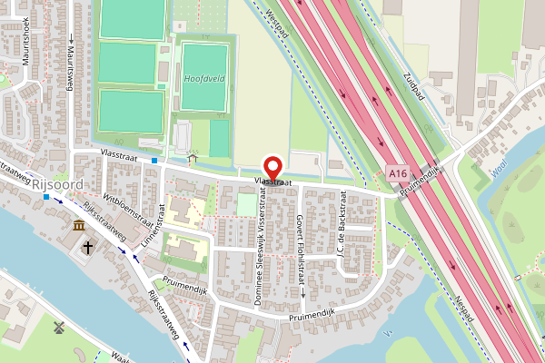 Brandweer-melding op Vlasstraat, Ridderkerk op 23 april, kaart-overzicht