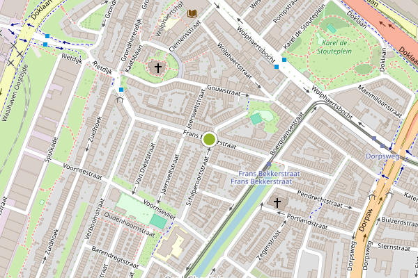 Ambulance-melding op Frans Bekkerstraat, Rotterdam op 13 mei, kaart-overzicht