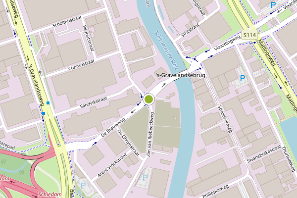 Ambulance-melding op De Brauwweg, Schiedam op 12 mei, kaart-overzicht