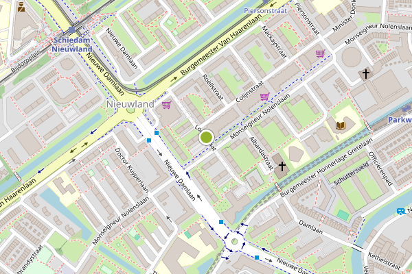 Ambulance-melding op Loeffstraat, Schiedam op 12 mei, kaart-overzicht