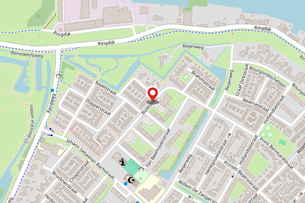 Brandweer-melding op Bizetstraat, Ridderkerk op 22 april, kaart-overzicht