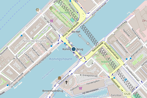 Politie-melding op Koninginnebrug, Rotterdam op 22 juli, kaart-overzicht