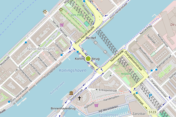 Ambulance-melding op Koninginnebrug, Rotterdam op 22 juli, kaart-overzicht