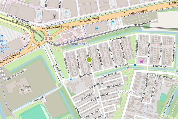 Ambulance-melding op Tennisstraat, Rotterdam op 23 juli, kaart-overzicht