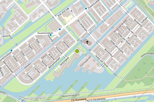 Ambulance-melding op Fort de Roovere, Krimpen aan den IJssel op 12 mei, kaart-overzicht