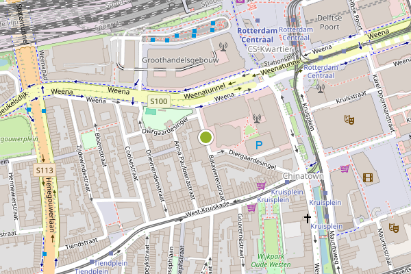 Ambulance-melding op Diergaardesingel, Rotterdam op 23 juli, kaart-overzicht