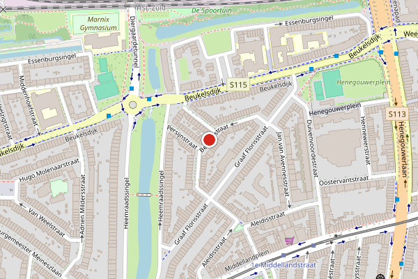 Brandweer-melding op Beatrijsstraat, Rotterdam op 23 juli, kaart-overzicht