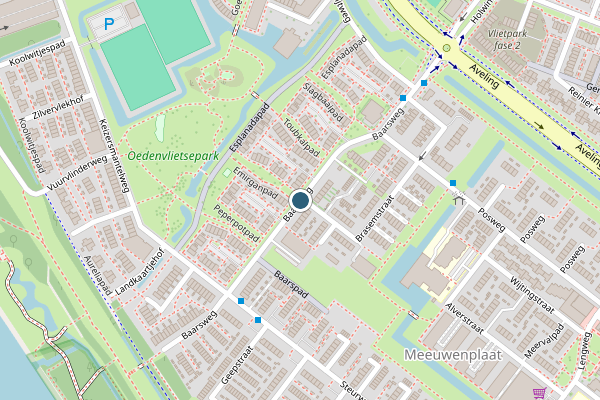 Politie-melding op Baarsweg, Hoogvliet op 23 juli, kaart-overzicht