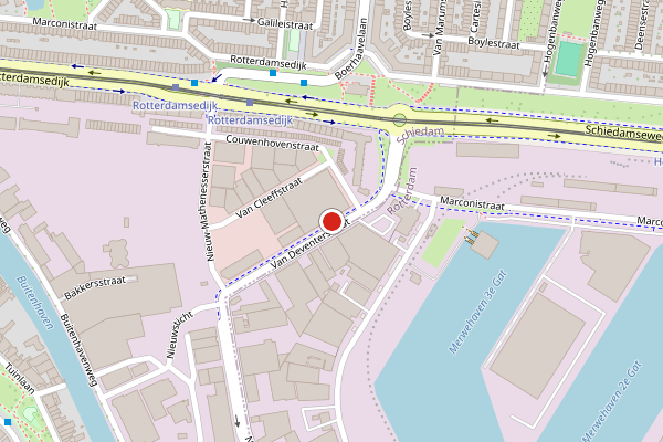 Brandweer-melding op Van Deventerstraat, Schiedam op 23 juli, kaart-overzicht