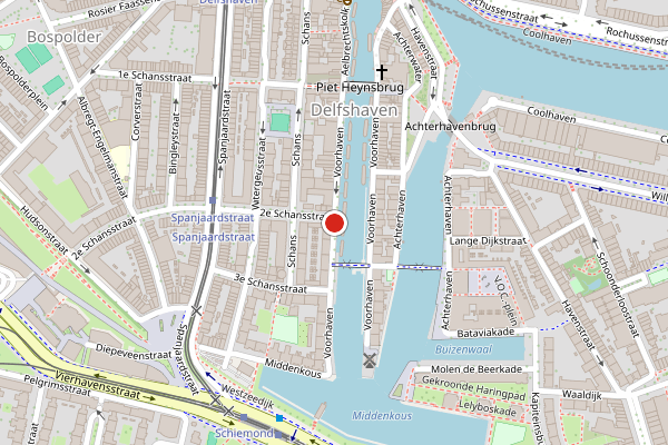 Ambulance + Brandweer samen ter plaatse op Voorhaven, Rotterdam op 23 juli, kaart-overzicht nieuws-bericht
