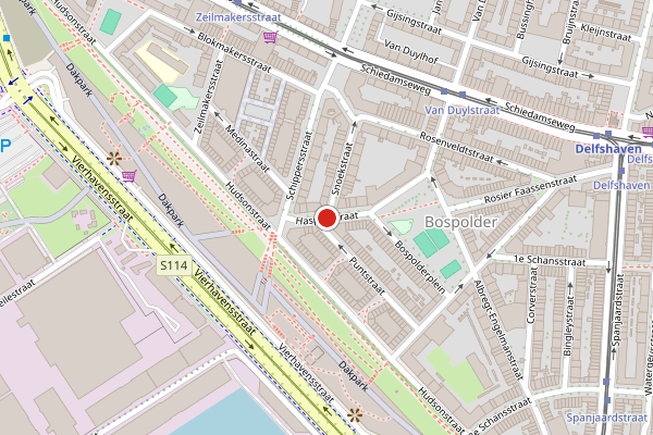 Brandweer-melding op Haspelsstraat, Rotterdam op 13 mei, kaart-overzicht