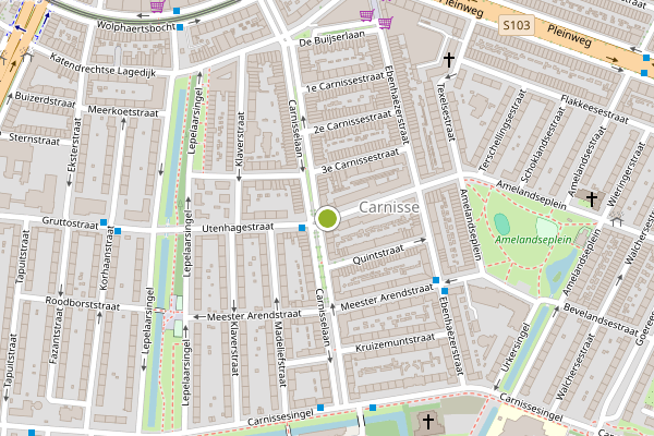Ambulance-melding op Utenhagestraat, Rotterdam op 25 juli, kaart-overzicht