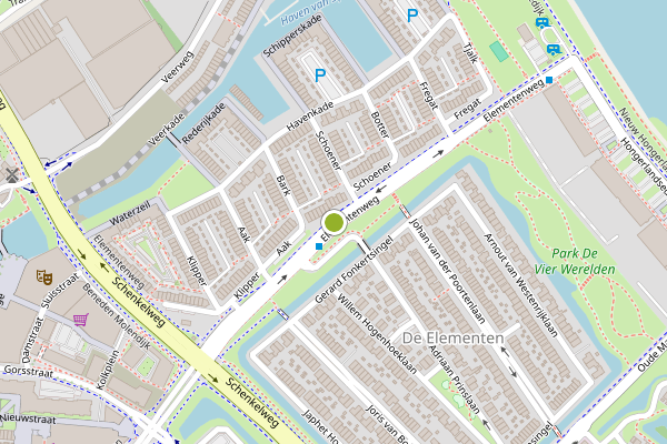 Ambulance-melding op Elementenweg, Spijkenisse op 25 juli, kaart-overzicht