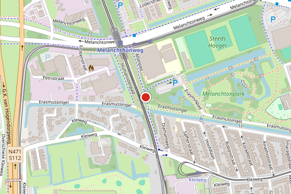 Brandweer-melding op Allanpad, Rotterdam op 25 juli, kaart-overzicht