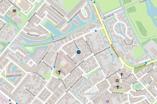 Politie-melding op Oranjeplein, Zuidland op 26 juli, kaart-overzicht