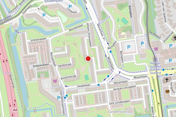 Brandweer-melding op Johann Straussplein, Schiedam op 17 mei, kaart-overzicht