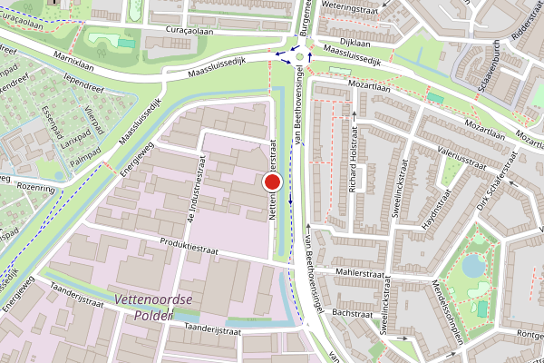 Brandweer-melding op Nettenboetsterstraat, Vlaardingen op 26 juli, kaart-overzicht