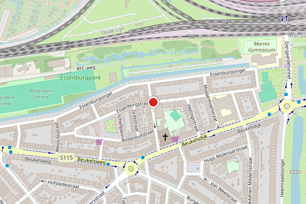 Brandweer-melding op Essenburgstraat, Rotterdam op 26 juli, kaart-overzicht