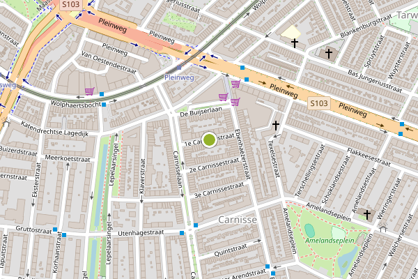 Ambulance-melding op 1e Carnissestraat, Rotterdam op 26 juli, kaart-overzicht