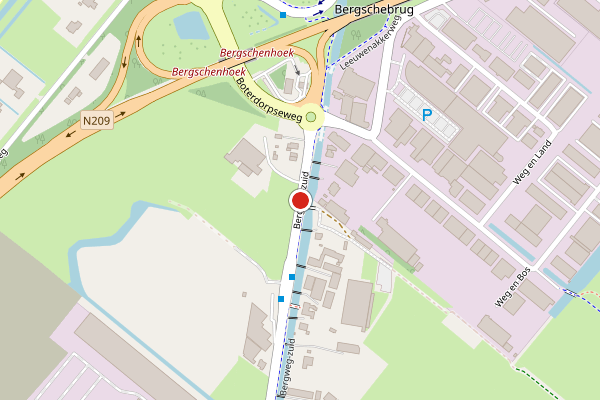 Brandweer-melding op Bergweg-zuid, Bergschenhoek op 16 mei, kaart-overzicht