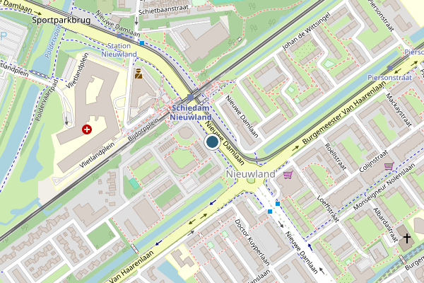 Politie-melding op Nieuwe Damlaan, Schiedam op 27 juli, kaart-overzicht