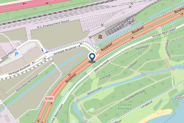 Politie-melding op Bosdreef, Rotterdam op 25 april, kaart-overzicht