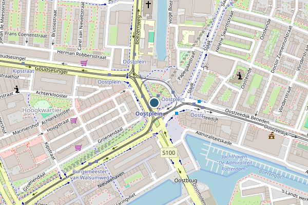 Politie-melding op Oostplein, Rotterdam op 28 juli, kaart-overzicht