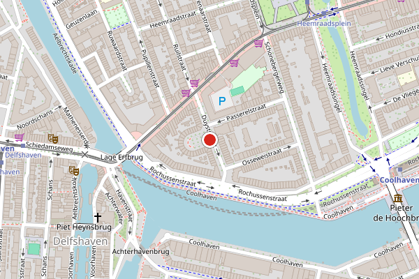Brandweer-melding op Duyststraat, Rotterdam op 28 juli, kaart-overzicht