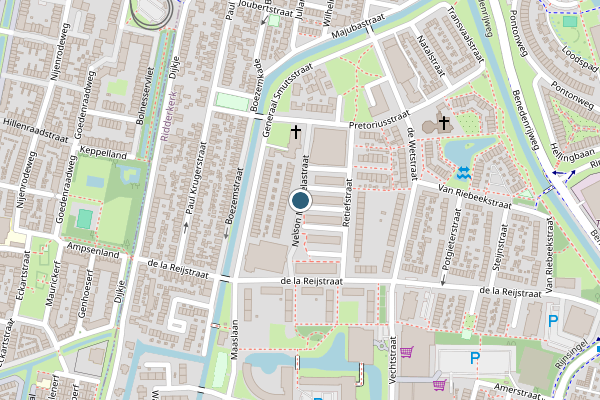 Politie-melding op Nelson Mandelastraat, Ridderkerk op 28 juli, kaart-overzicht