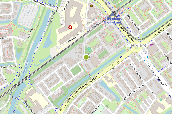 Ambulance-melding op Van Hogendorpstraat, Schiedam op 28 juli, kaart-overzicht