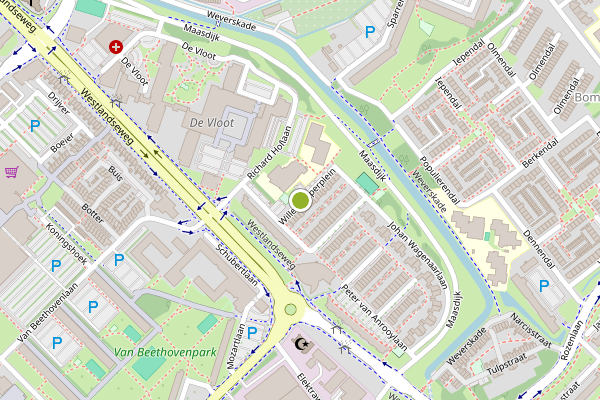 Ambulance-melding op Willem Pijperplein, Maassluis op 29 juli, kaart-overzicht