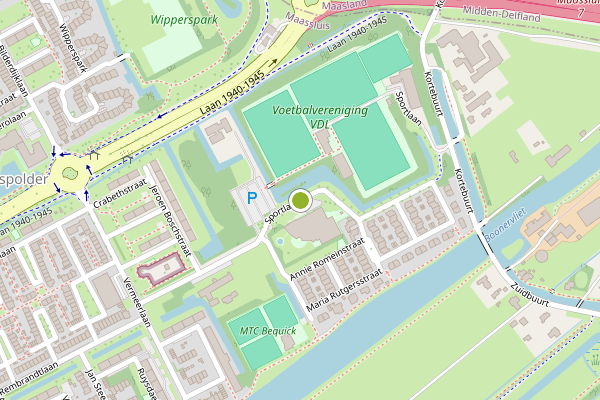 Ambulance-melding op Sportlaan, Maassluis op 29 juli, kaart-overzicht