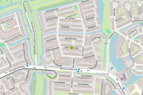 Ambulance-melding op Basilicumveld, Schiedam op 18 mei, kaart-overzicht