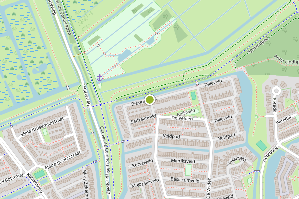 Ambulance-melding op Bieslookveld, Schiedam op 17 mei, kaart-overzicht