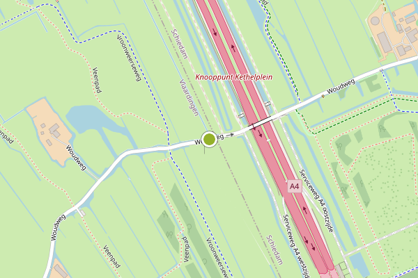 Ambulance-melding op Woudweg, Vlaardingen op 18 mei, kaart-overzicht