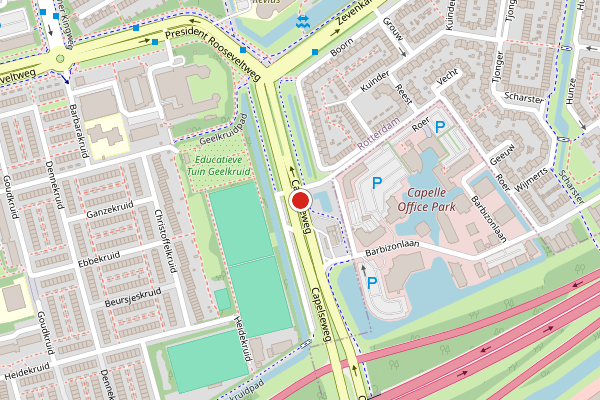 Brandweer-melding op Capelseweg, Rotterdam op 30 juli, kaart-overzicht