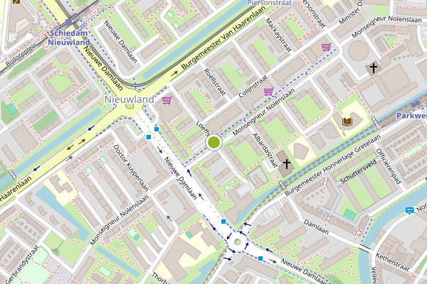 Ambulance-melding op Loeffstraat, Schiedam op 30 juli, kaart-overzicht