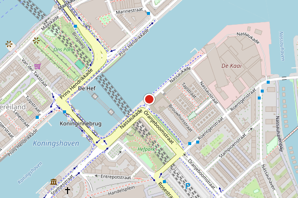 Brandweer-melding op Nassaukade, Rotterdam op 30 juli, kaart-overzicht