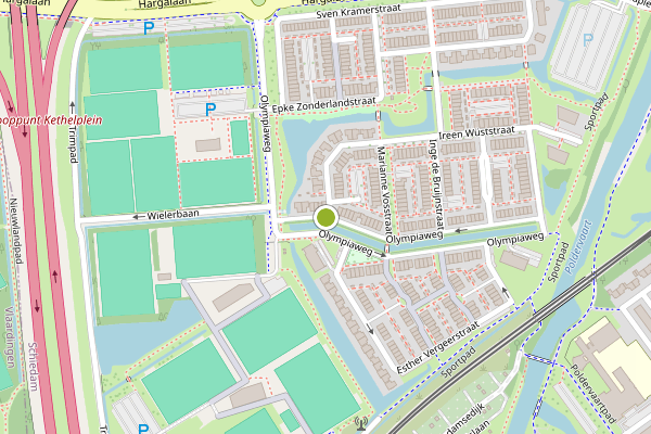 Ambulance-melding op Olympiaweg, Schiedam op 30 juli, kaart-overzicht